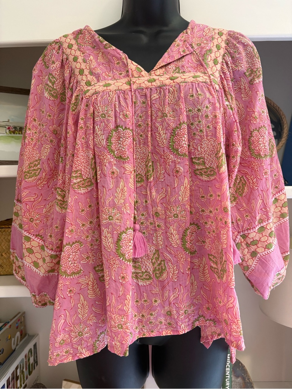 Cleobella Amaryllis Pink Floral Boho with Tassel Tie